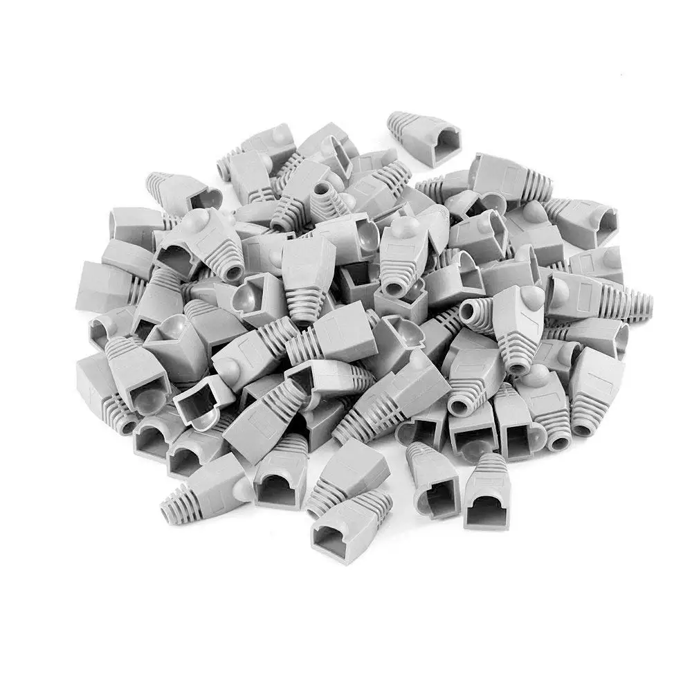 100 Pcs RJ45 Color Coded Strain Relief Boots in Gray