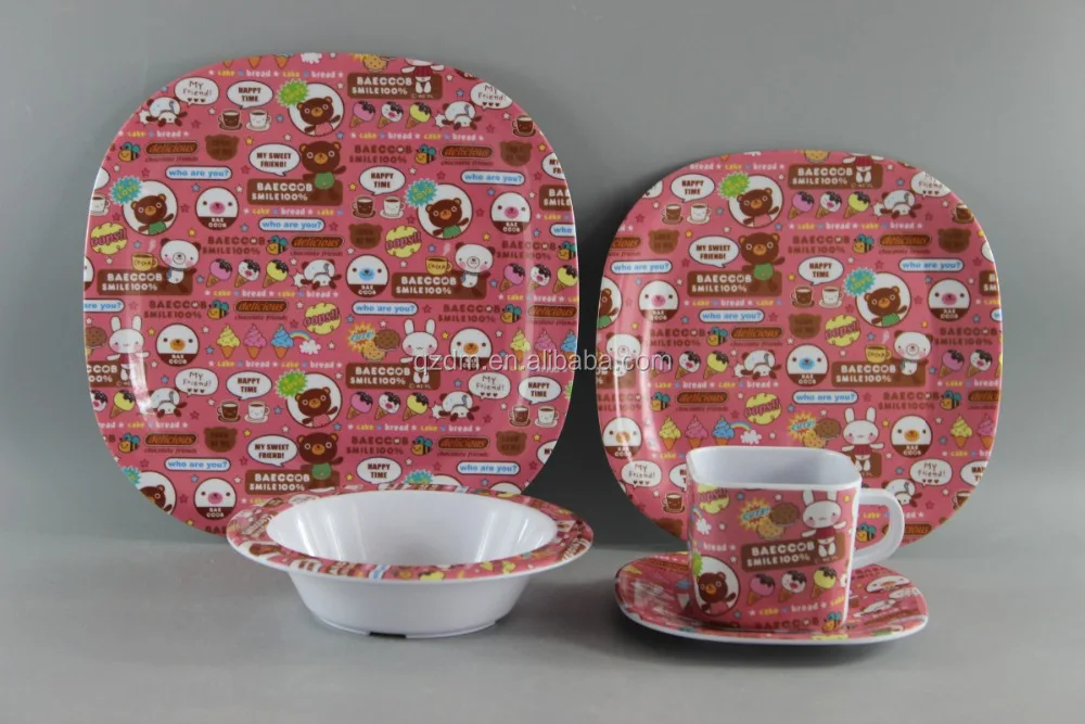 Solid Melamine Dinner Set,Green Plastic Tableware Set