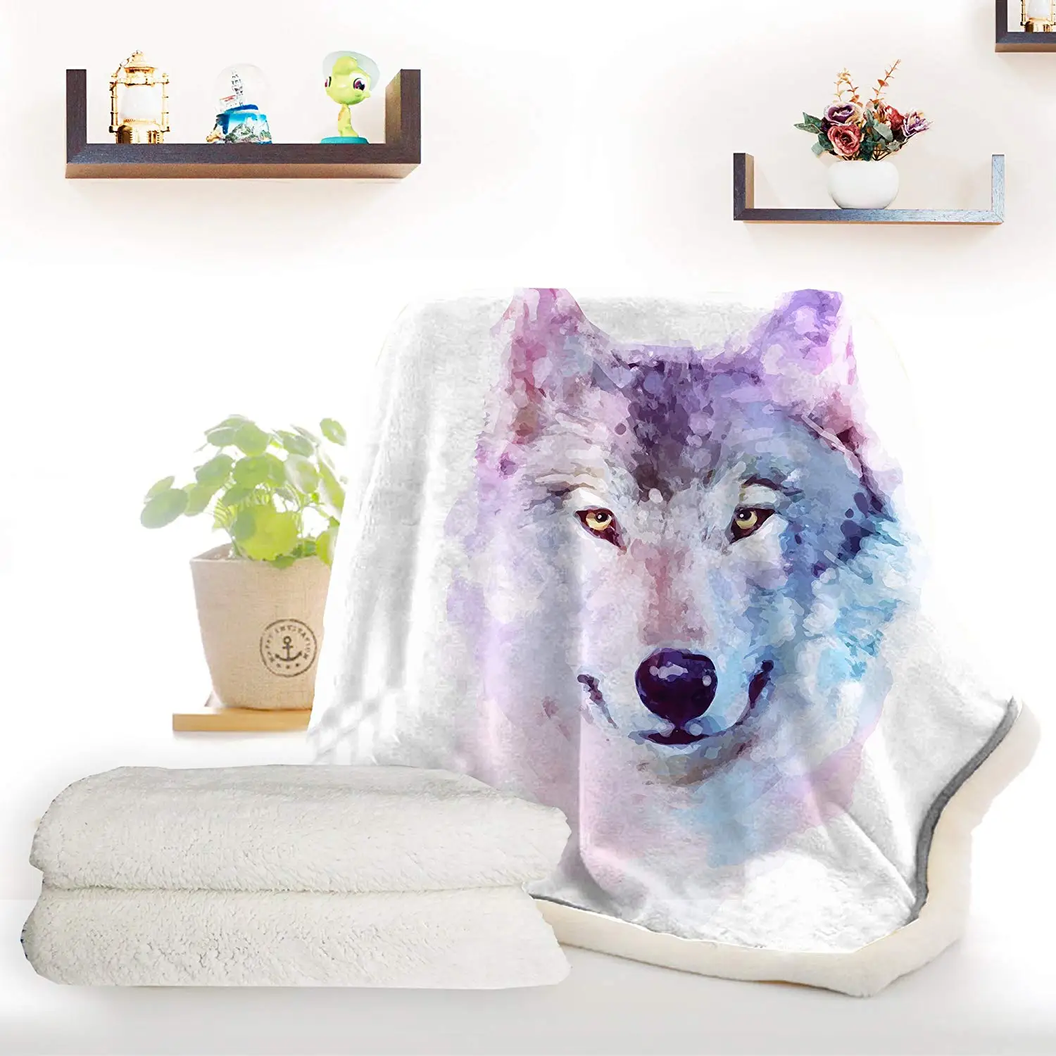 plush wolf blanket