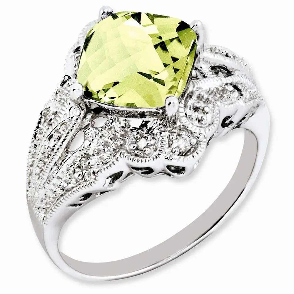 Jewelryonclick Genuine Pear Cut Sterling Silver Lemon Quartz For Women Fashion Jewelry