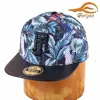 Custom floral printing flat brim snap back caps with 3D Embroidered