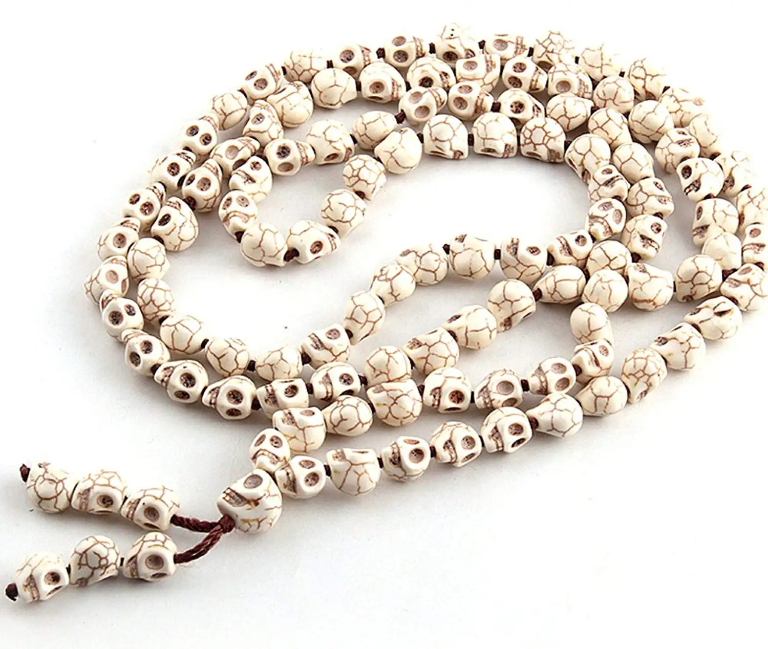 Large 108 Bead SKULL MALA Tibetan Buddhist Prayer Necklace/ Wrap Bracelet - OMA BRAND
