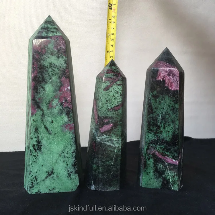 Hot sale large natural decorative crystal pieces green ruby zoisite quartz crystal wand point pillar