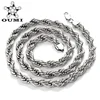 OUMI Latest Design Silver Necklace Jewelry Stainless Steel Handmade Twist Rope Chain Necklace For Womens/Mens