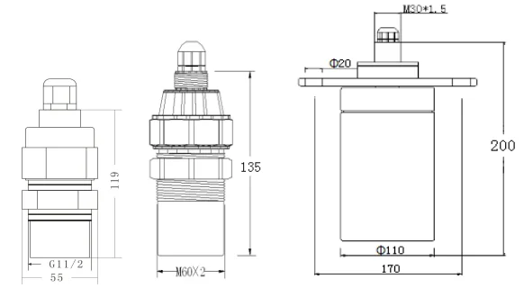 Ultrasonic fuel level sensor diesel deep well water tank level meter