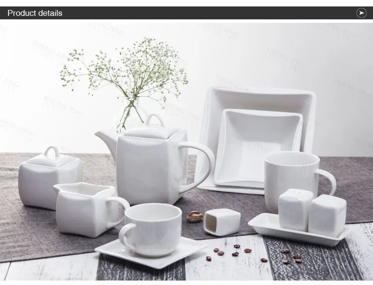2017 New Ceramic Tableware Porcelain Square Restaurant Dinner Plates Set