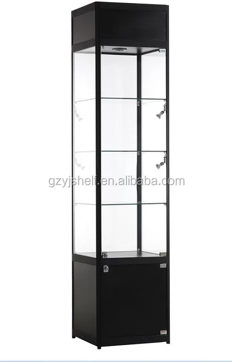 Hexagon Display Corner Showcase For Jewelry Temper Glass Showcase