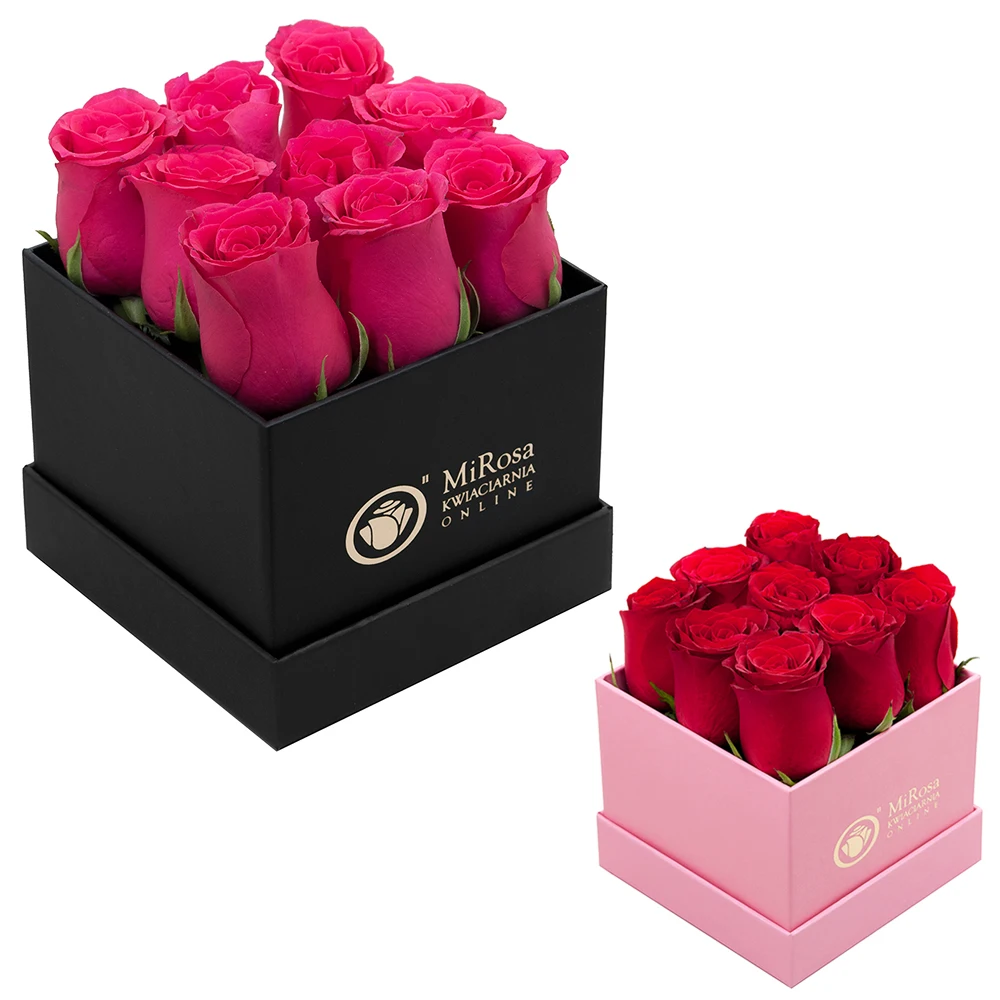Personalized Luxury Black Cardboard Rose Flower Gift Box With Lid - Buy