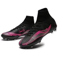 2016 newest superfly mens soccer shoes FG high ankle black pink V sock boots football cleats