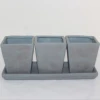Hot sale outdoor garden decor mini flower pottery set cement flower pot