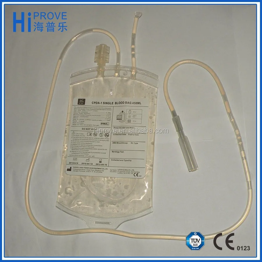 All Types Blood Collection Bag 450ml Single Cpda1 Blood Bag Price
