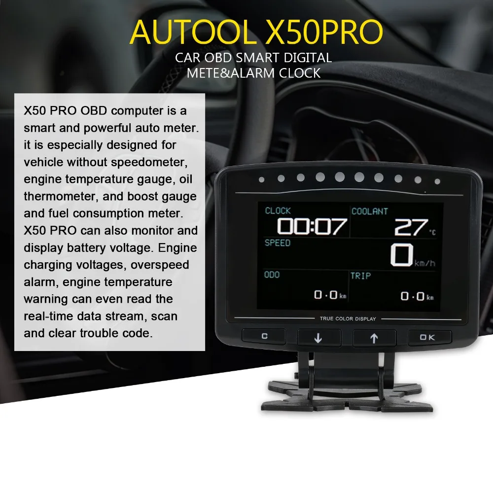 Autool X50 Pro Obd 2 Hud 디지털 자동차 컴퓨터 자동 Ecu 필름 게이지 속도계 전자 모니터 진단 도구 ...