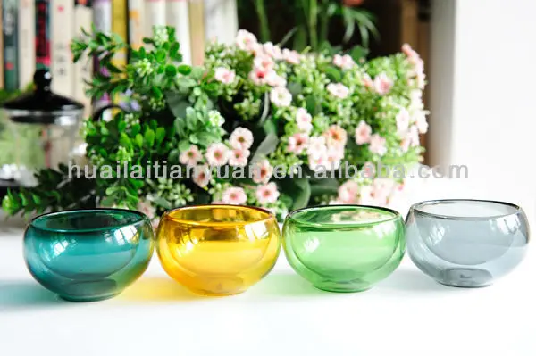 heat resistant hand made colored glass tea sets