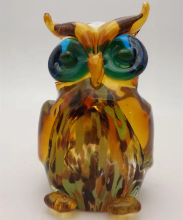 blown glass owl figurines