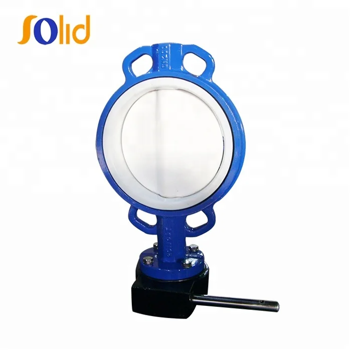 Ductile Iron PTFE Lind Seat Encapsulated Disc Wafer Type Butterfly Valve