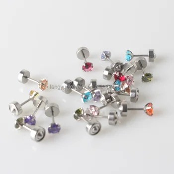 Surgical Steel Round Cz Gem Ear Piercing Studex Earring Stud Jewelry Surgical Steel Round Cz Gem Ear Piercing Studex Earring Stud Jewelry For Gift
