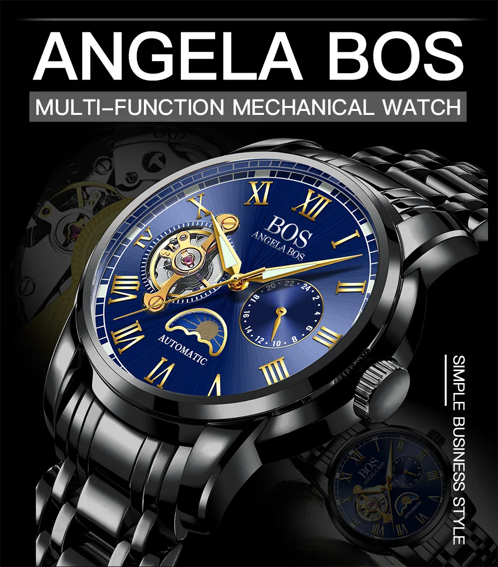 Angela Bos Mechanical Automatic Watch Top Brand Luxury Men