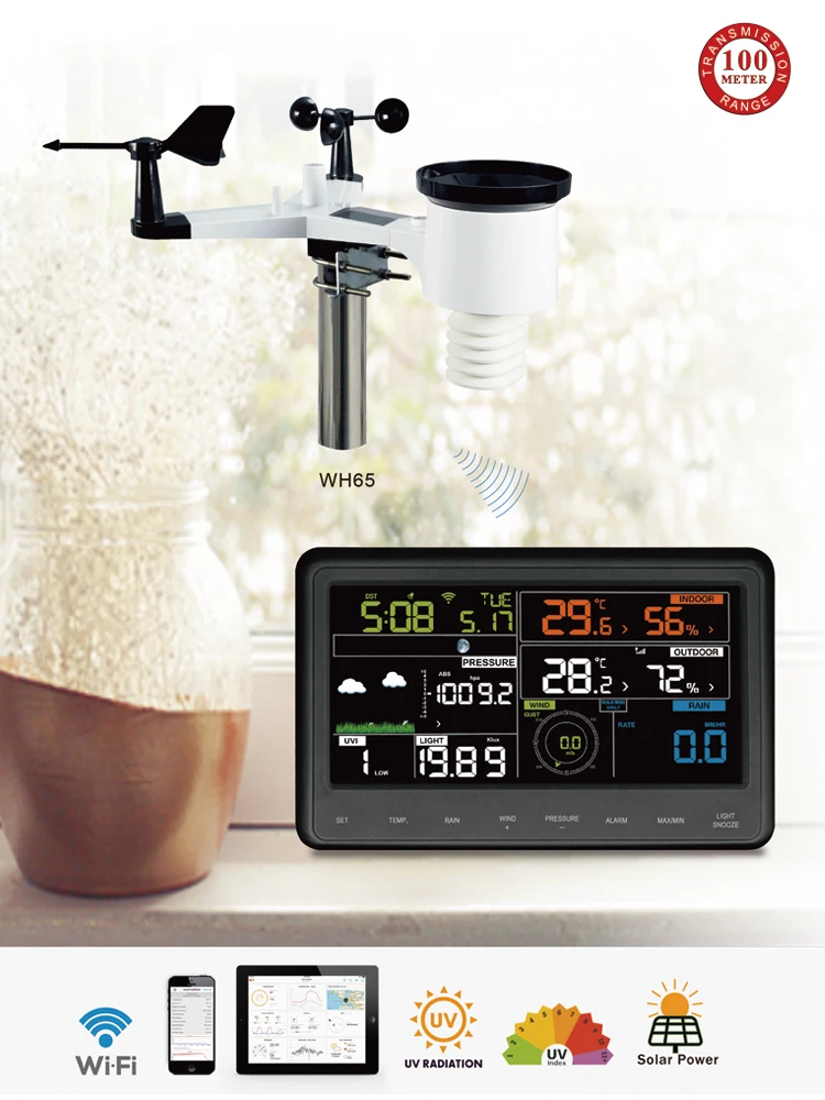 Color Solar Weather Station With Wifi Connection Buy Solar