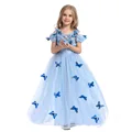 1pcs Sample girls dress Children girl half sleeve Elsa dress 2016 summer girls princess blue dress
