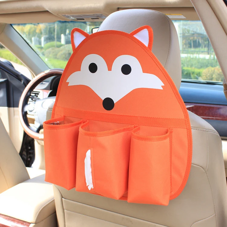 Promotional gifts lovely cartoon insulation bag car organizer for kids with 3 pockets storage