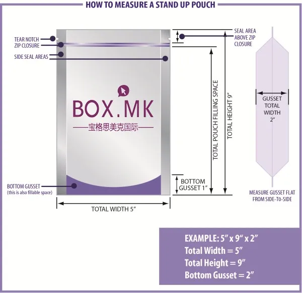 Plastic Package Custom Pattern Printed Bag Stand Up Ziplock Seal Food Pouch    