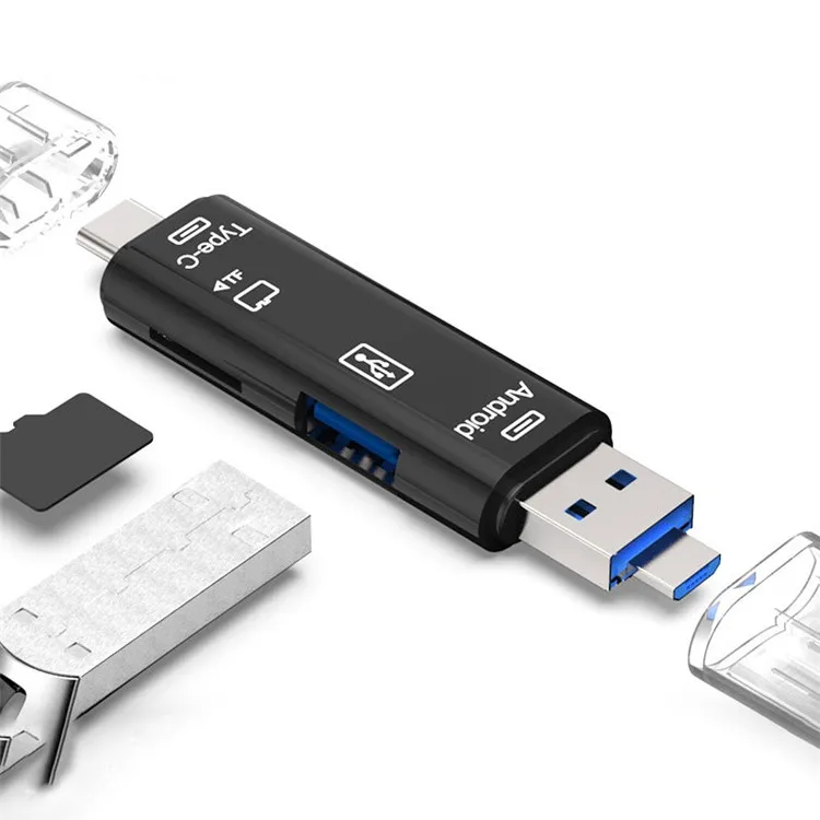 DKQ05 3 in 1 USB 2.0& Type C & Micro USB OTG TF Memory Multi Magnetic Card Reader for Samsung Huawei - ANKUX.COM