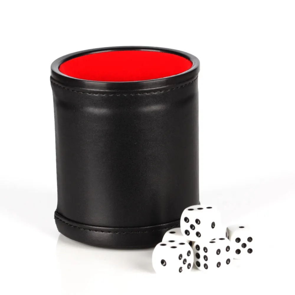 Feltlined Synthetic Leather Dice Cup Set With 5 Dice Casino High Quality Stepbystep Dice Cup