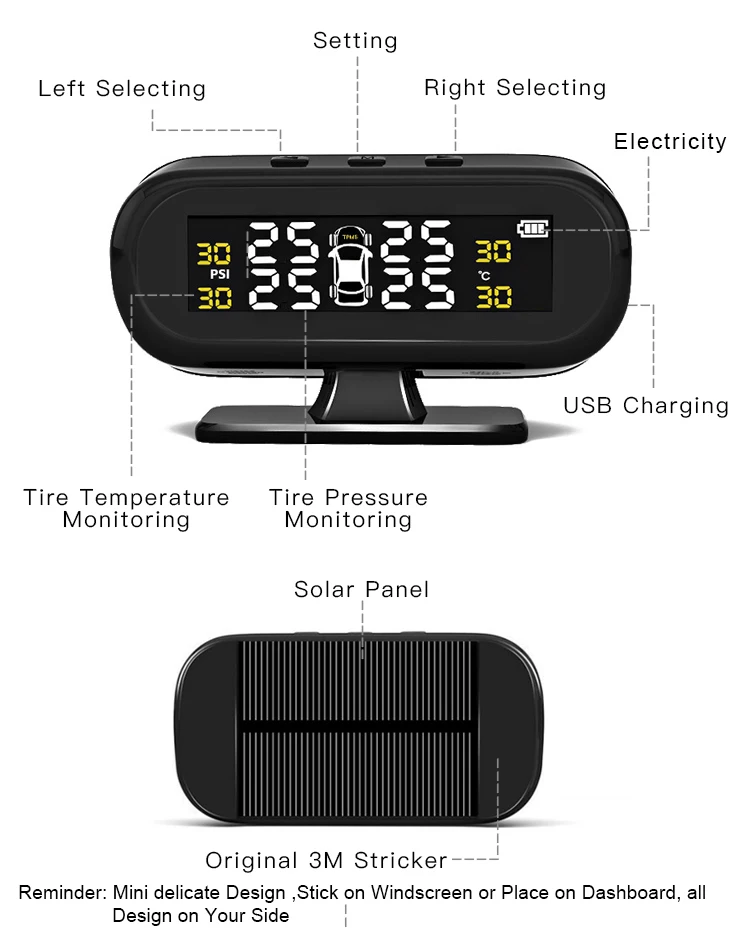 Professional 5V Wireless Smart TPMS Tire Pressure Monitoring System Real Time Digital Tire Pressure Alarm System