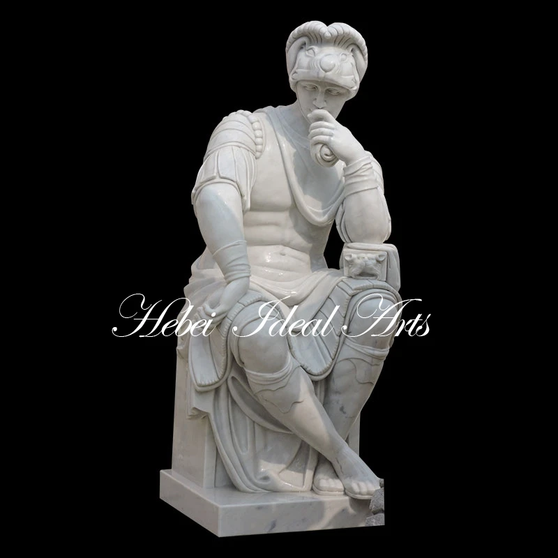 Carving Process White Marble Famous Roman Greek Sitting Man Sculpture