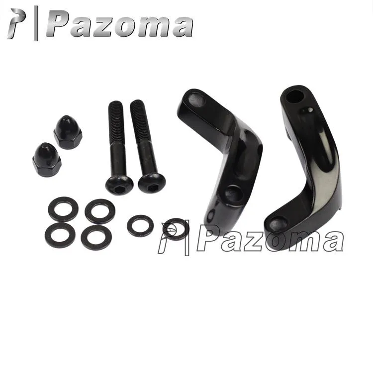 Black Aluminum Mirror Relocation Extension Adapter Kit For Harley