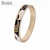 RAKOL Artificial New Cuff Hinged Stainless Steel Enamel Gold Jewelry Bracelet Bangle EB045