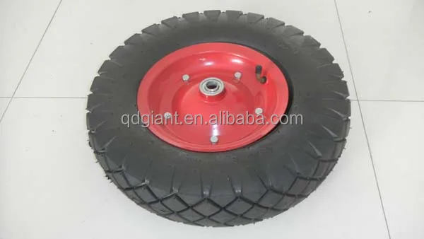 Pneumatic rubber wheels 4.00-8 with screwed metal rim