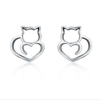 Guangzhou Factory Directly 925 Sterling Silver Stud Earring Cut Earring Cut Cat Erring Sampled S925 Silver Jewelry 925 Sterling Whole Price Per Gram Product