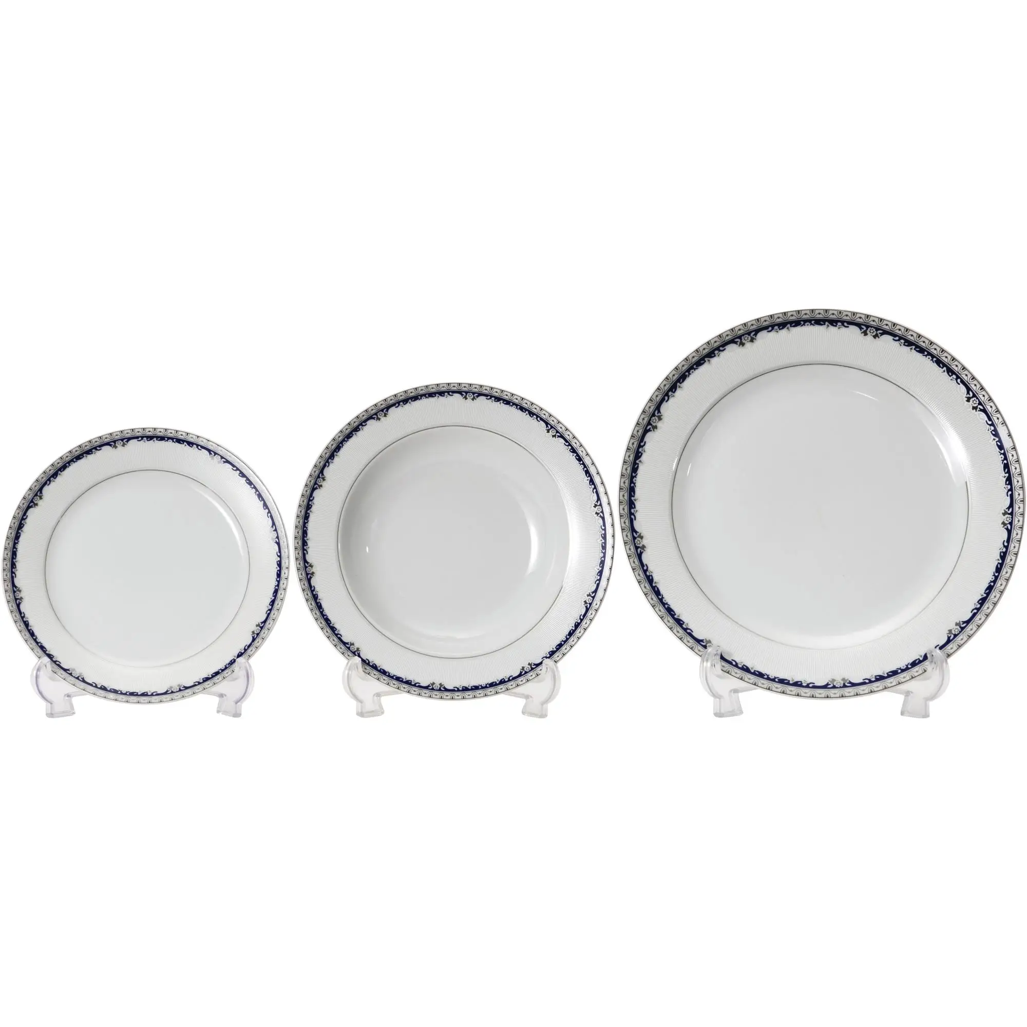 18 Pcs Silver Dinner Plate Porcelain Dinnerware Royal Prestige Dinner