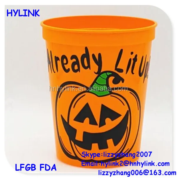 16oz Free Sample Cheap Reusable Custom Little Pumpkin Halloween Plastic Drinking Cups Buy