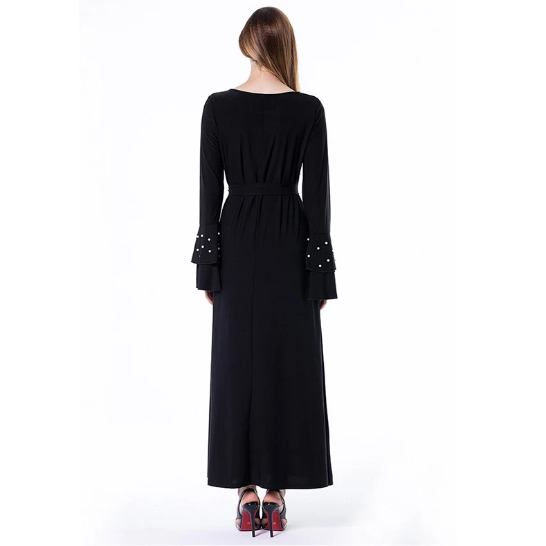 Muslim Modern Design Elegant Solid Colors Abaya With Peal Malaysian ...