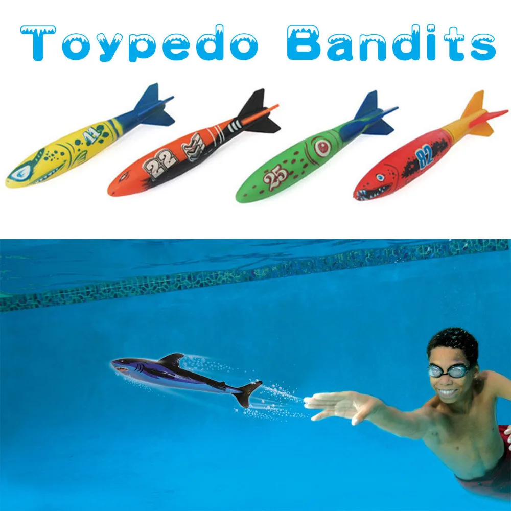 4 Pieces Swimming Toypedo Bandits Diving Toys Games Sport Outdoor Play Pools Water Fun Pool Toys