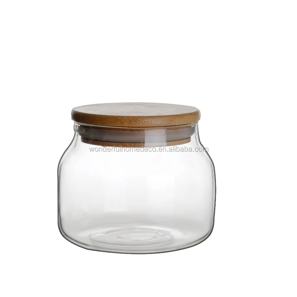 Factory Wholesale 400ml/13oz Glass Jars With Bamboo Lid,Tea/coffee