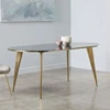 JF107 Post-modern luxury elegant stainless steel creative metal oval Italian designer top quality marble dining table furniture