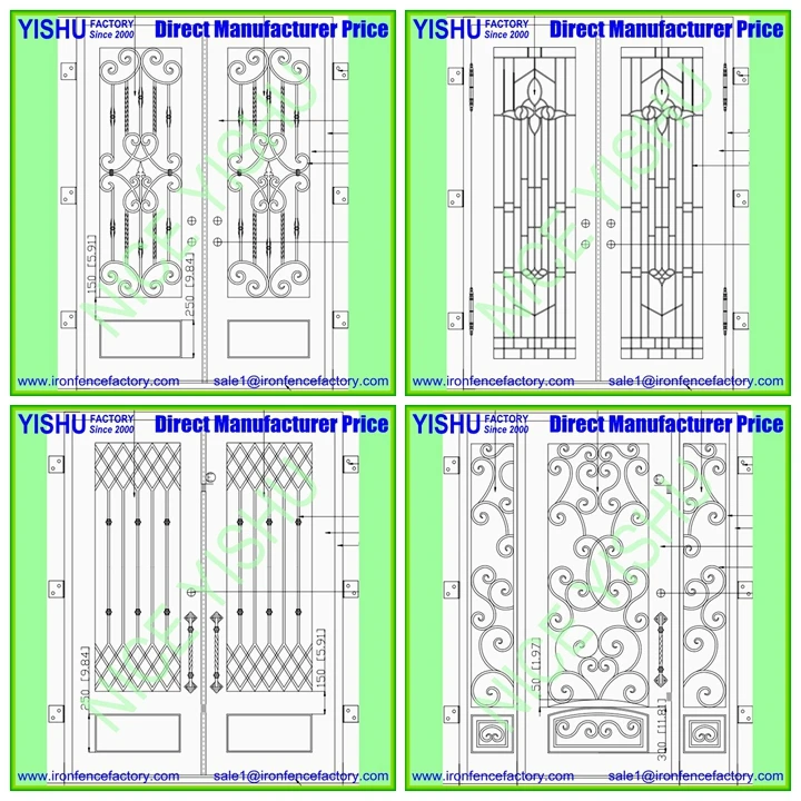 Swing Open Style Church Door Exterior Top-selling Security Wrought Iron Door Used For House