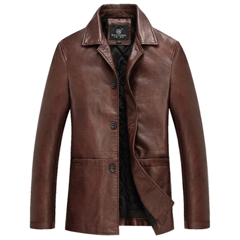 High Quality Thicker Winter Leather Jacket Men Mens