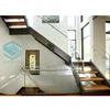 Good selling customized mild steel tempered glass staircase timber staircase european building code