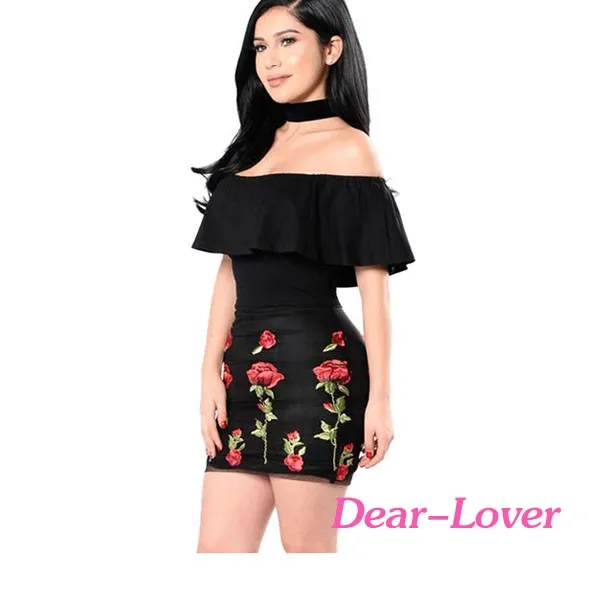 Ruffle Off Shoulder Floral Embroidered Mexican Summer ...