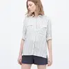 clothing manufacturer ladies tops latest design custom striped long sleeve blouse