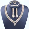 Fashionable sparkly bare diamond zircon necklace earrings ring bracelet bride outfit 4 pieces of jewelry