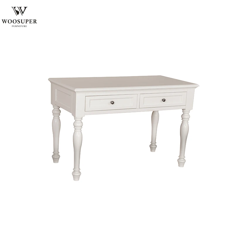 Professional Solid Wood Furniture Antique Study Desk White Writing