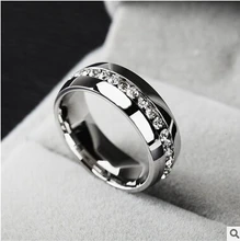 ULSLF 18K gold plated New width 8mm women CZ diamond rings for girls gift jewelry stainless