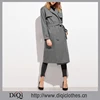 2017 New arrival Factory Price custom Ladies Heather Grey Collarless Wrap Coat With Gun Flap