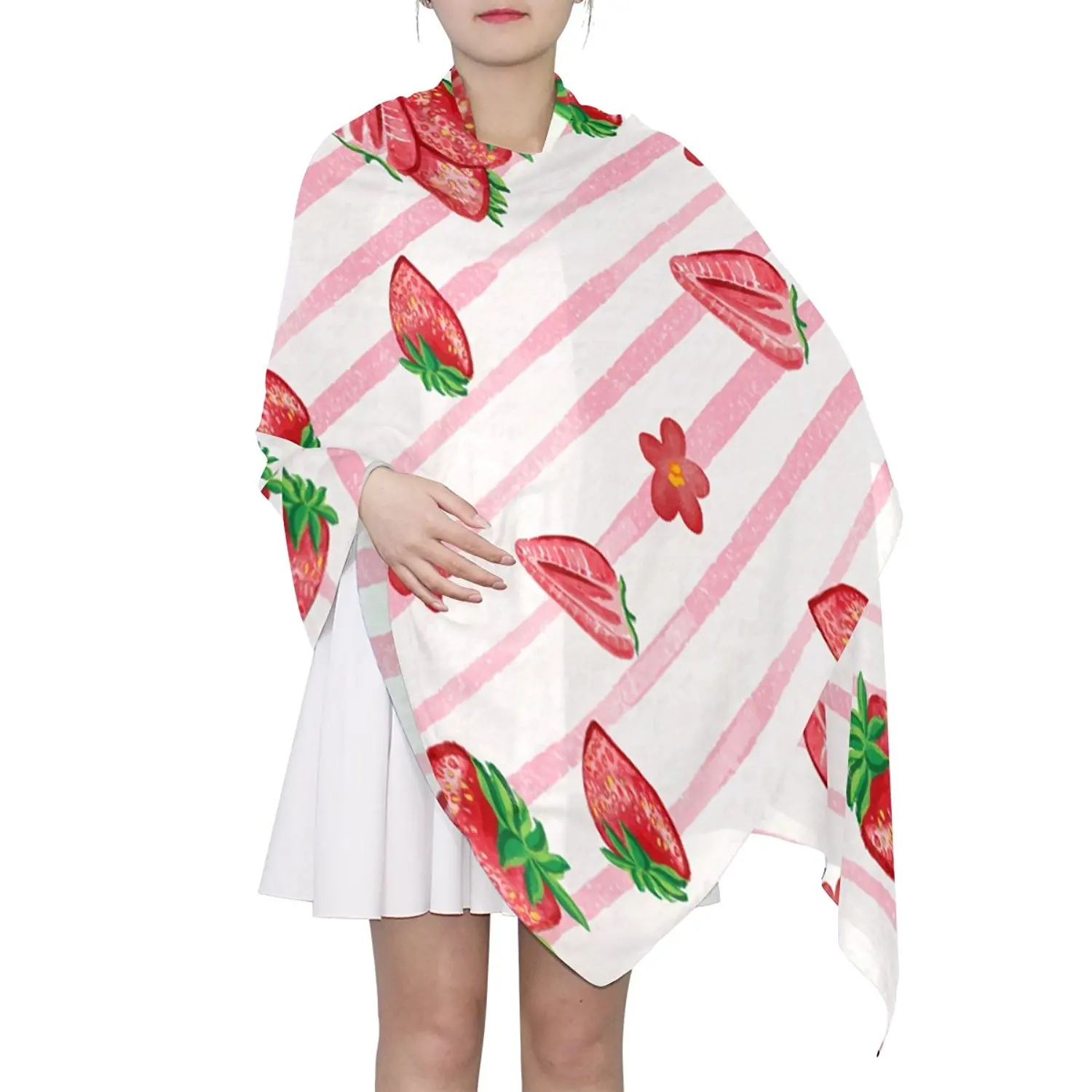 DGYEG44 Strawberries Printing Scarf Kids Warm Soft Fashion Scarf Shawl For Autumn Winter