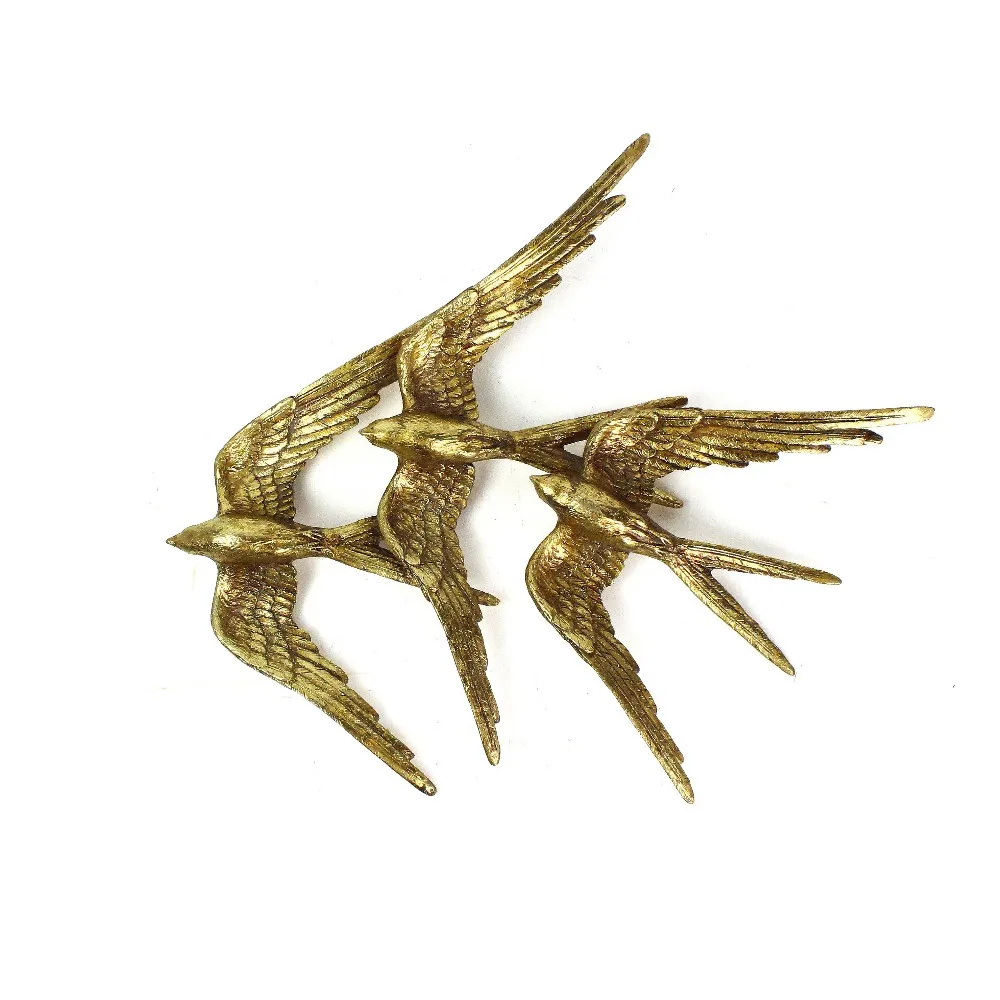 Resin Gold 3D Swallow Bird Wall Hangdings Arts Stickers Home Decor details